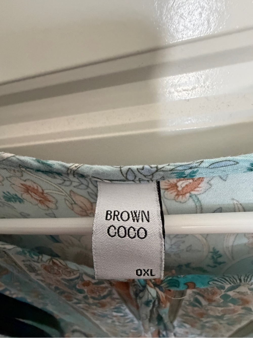 Brown Coco Boho Floral Tie-Front Blouse Blue Tan Floral Peasant Top XL